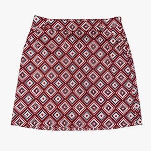 Golfino Skort Womens 6 Red Multi Cotton Blend Printed Lined Shorts Side Zip